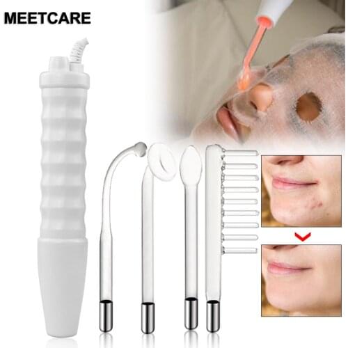 4in1 High Frequency Electrode Wand Neon Electrotherpay Glass Tube Facial Acne Spot Removal SPA Beauty Face Clean Skin Tightening