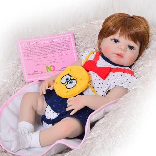 56cm Silicone Reborn Sleeping Baby Doll Kids Playmate Gift for Girls Baby Alive play house Toys for boy gift with yellow bag