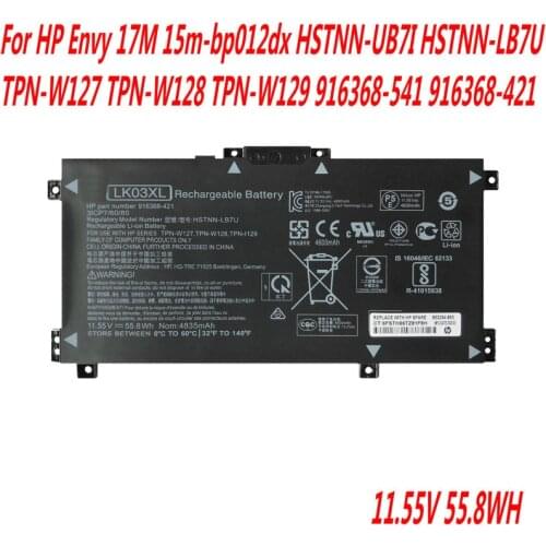 High Quality LK03XL Laptop battery For HP Envy 17M 15m-bp012dx HSTNN-UB7I HSTNN-LB7U 916368-421 TPN-W127 TPN-W128 TPN-W129