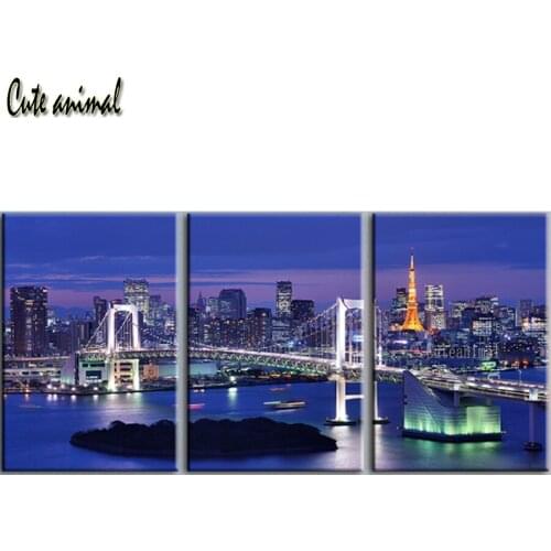 Diy diamond mosaic New york city brooklyn bridge night view cross stitch dimond painting full square round diamond embroidery