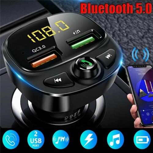 Car Wireless Bluetooth 5.0 FM Transmitter QC3.0 Dual USB Charger Adapter auto Radio MP3 Player TF Card support Car Accessories