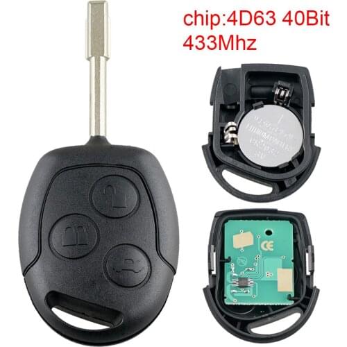 3 Buttons Black 433MHz Car Remote Key with 4D63 40Bit Chip and FO21 Blade Fit for Ford Fusion Focus Mondeo- Fiesta-Galaxy