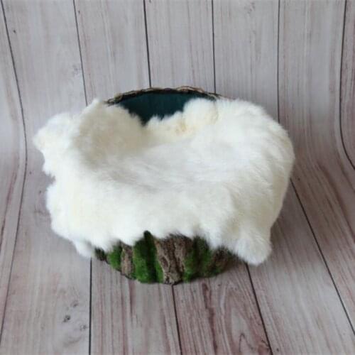 White Natural Rabbit Fur Layer Poser Newborn Baby Photo Props Layering Fabric Fur Basket Stuffer Filler Posing Fabric Blanket