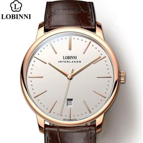 Lobinni Seagull Men mechanical Watch Luxury Brand Men Wrist Watch Clock Business relogio masculino Classic 50M Waterproof 12028
