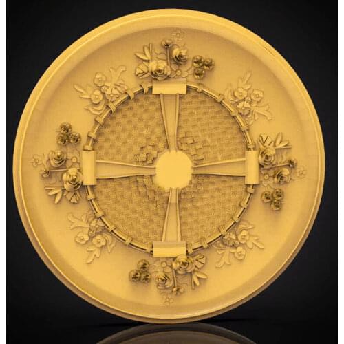 Decorative Round Flower 3D STL Model for CNC Art Router