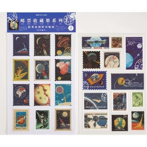 2 Sheets/Pack Stamp Collection Album Series Retro Hand Account Decorative Stickers