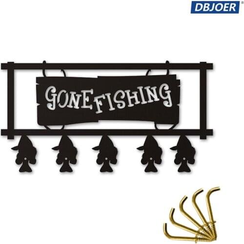 Go Fishing Wood Coat Hook Creative Fishing Art Decor Wall Mounted Hanger Hooks for Bathroom Living Room Unique Gift for Fishmen