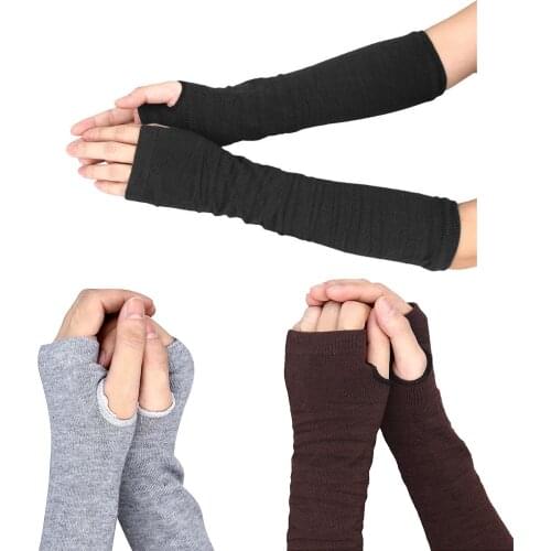 Men Women Unisex Knitted Fingerless Gloves Soft Warm Long Mitten warm Winter