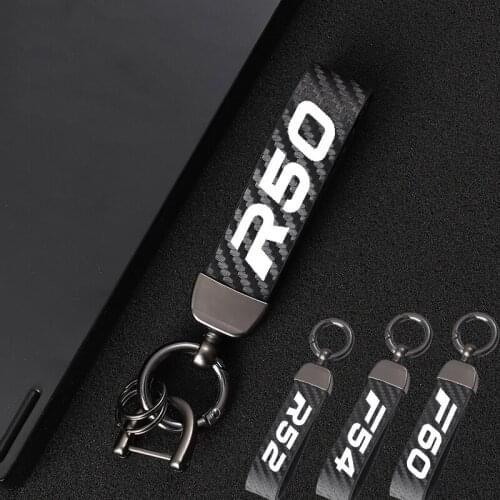 For Mini R50 R52 R53 R55 R56 R57 R58 R59 R60 R61 F54 F56 F57 F60 Car 4S High-Grade Carbon Fiber Leather Car KeyChain keyRings