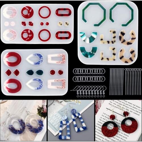 Earring Epoxy Resin Molds Bohemian Drop Dangle Keychain Fashion Jewelry Fondant Candle Clay Diy Hand Mold Set for Women Girls