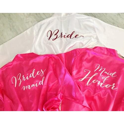 Personalised maid of honor robe gold satin Bride bathrobe custom monogram names brithday dress robe,flower girl kimono sleepwear