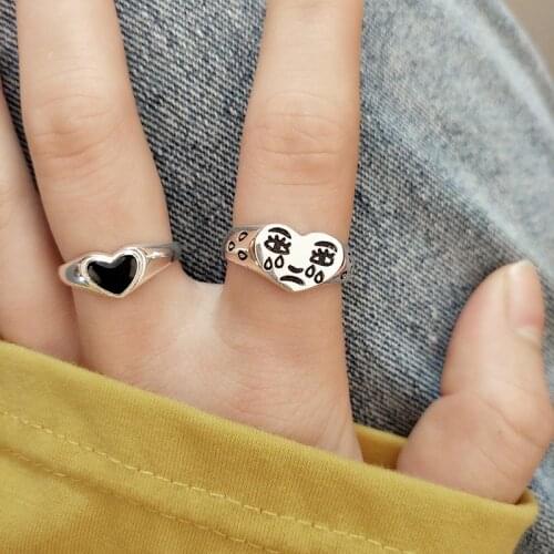 New Creative Cry Face Rings for Women Fashion Female Resizable Ring Jewelry Ladies Bar Night Club Jewelry Gifts Sad Love Ring