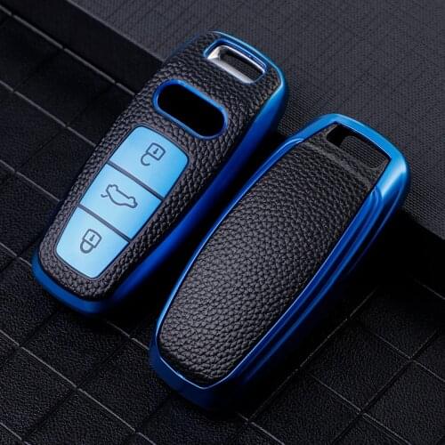 For Audi Q8 2020 Allroad Quattro A4 A5 A6 A7 TPU Leather Car Key Cover Smart Remote Fob Shell Case Keychain Holder Protector Bag