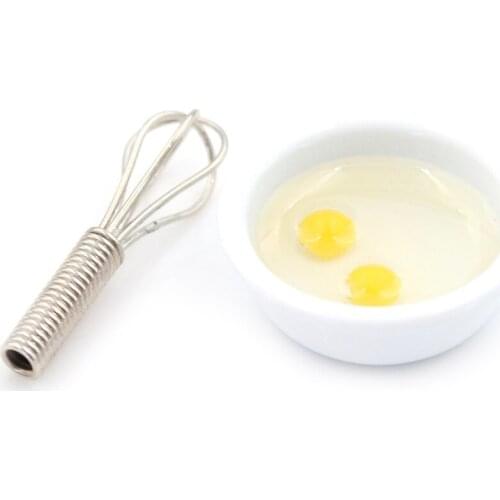 1:12 Scale Dollhouse Miniature Accessories Egg Whisk & Bowl Simulation for Doll House Decor Kitchen Food Furniture Toys