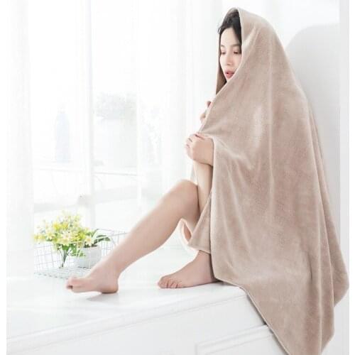 Soft Coral Fleece Bath Towel Absorbent Quick Drying Beach Washable Hotel Blanket Handkerchief for Home Bathroom