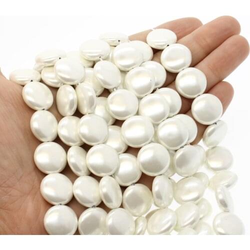 Natural white shell 15mm button-shaped loose beads Polished male and female jewelry making DIY necklace bracelet accessories