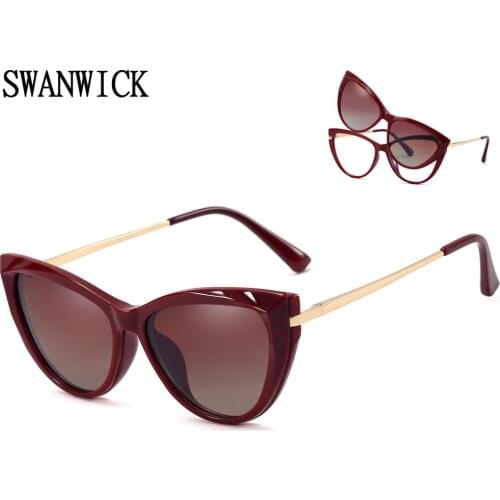 Swanwick magnetic clip on polarized sunglasses for women cat eye frame optical spectacle frames driving outdoor tourism Summer