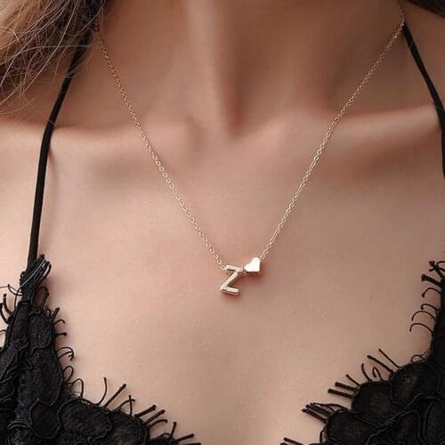 Initial Love Heart Pendant Necklaces Select 26 Letters Necklace Charm Vintage Letter Name Necklace Jewelry Gift