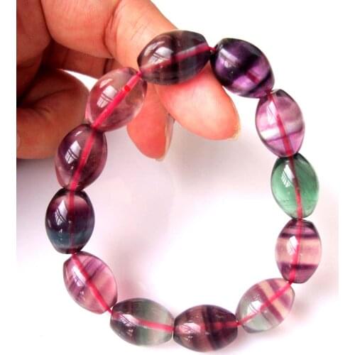Rainbow Fluorite Rice Shape Beads 12×16mm Stretch Bracelet Natural Stone Women/Man Jewelry accessories