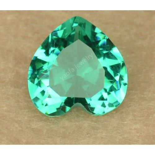 Sale 3x3~15x15mm 5A Light Grass Green Synthetic Gems Glass Beads Heart Shape Brilliant Cut Loose Glass Gemstone For Jewelry