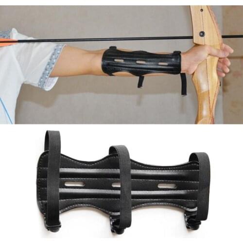 Adjustable Wrist Protector Shooting Archery Arrow Leather 3 Strap Archery Arm Guard Protector Gear For Hunting Training