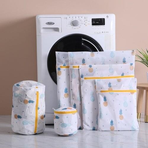 New Pineapple Printing Zipper Mesh Laundry Bag Polyester Coarse Net Case For Underwear Washing Machine Pouch Clothes Bra Bags