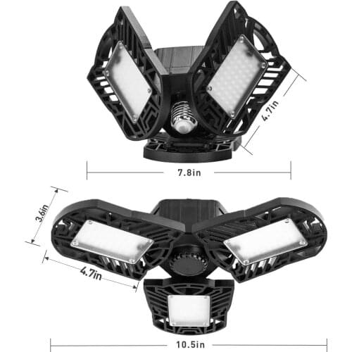 Folding LED Lamp E26 LED Bulb 60W Garage Light 110V 220V 360 Degree Deform Light for Workshop Warehouse Factory Gym 6000K