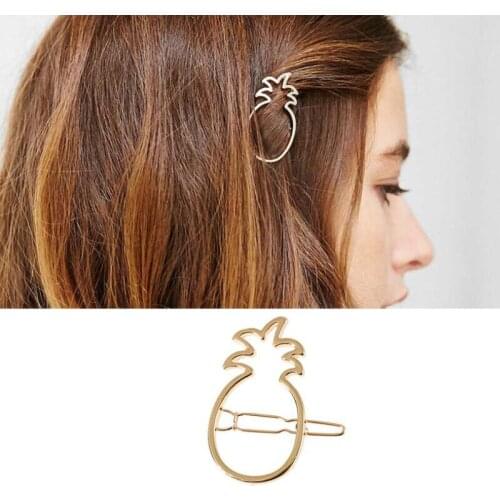 SMJEL Summer Fashion Pineapple Hairpin Hair Metal Girl Barrettes Headwear Hair Clips Hair Accessories Gold Hair Pins Jewelry