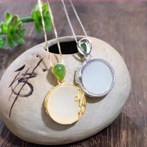 Careful design hetian Vintage 925 Silver Necklace mothers birthday gift jewelry bamboo Pendant