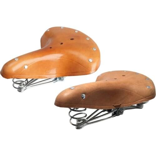 Bike Seat Comfortable Extra Wide Cowhide Saddle Seat Pad for Cycling Bicycle