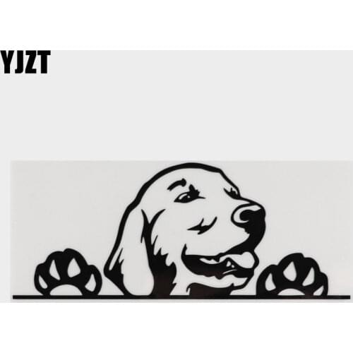 YJZT 17.2CMX7.1CM Creative Golden Retriever Dog Peeking Vinyl Car Sticker Black/Silver 8A-0053