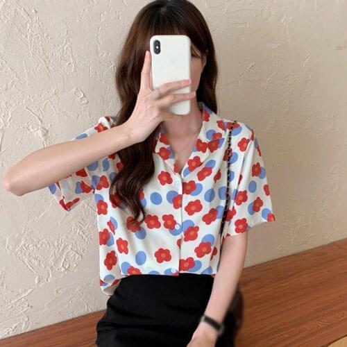 2021 Summer New Blouses Femme Retro Loose Casual Short Sleeved Shirt Japanese Kawaii Cute Sweet Polka Dot Printing Female Tops