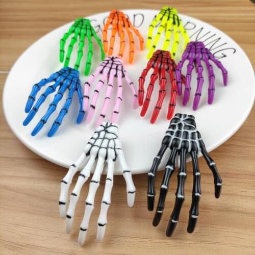 Skeleton Hand Hairpin for Women Acrylic Multi-color Bones Bloody Luminous Skull Finger Grasping Hairpin Hair Accessories