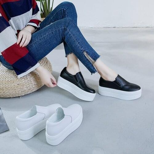 2019 Autumn Platform Shoes Woman Slip on Casual Women Shoes Round Toe Flats Platform shoes Zapatillas Mujer scarpe donna X14-03