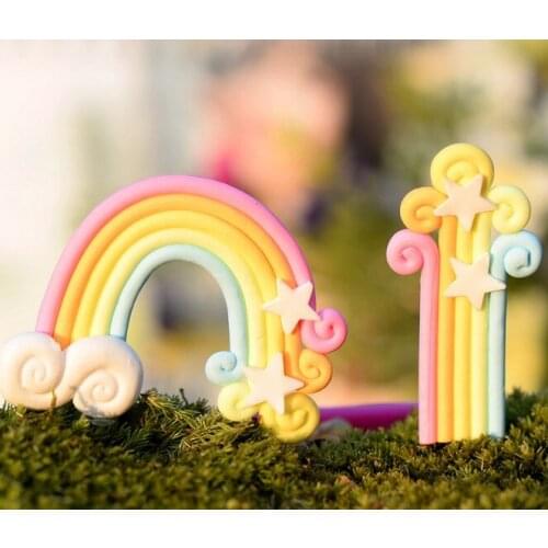 10pcs/lot Flat Back Clay Cabochon Kawaii Miniature Rainbow DIY Flatback Scrapbooking Accessories Embellishment Craft KS 029