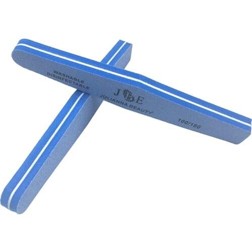 10pcs/lot Sponge Nail File For Manicure 100/180 Grits Blue Nail Sanding Blocks Gel Polish Nail Art GrindingTools For Salon Use
