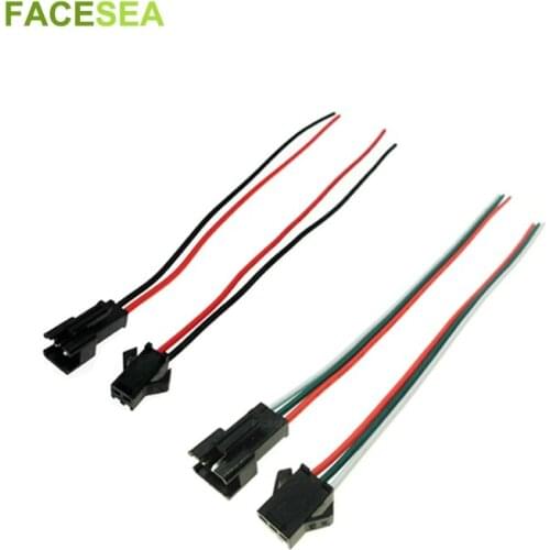 100Pairs JST SM Connector 2pin / 3pin / 4pin / 5pin Male & Female Cable Wire for WS2812B 5050 RGB LED Strip Light