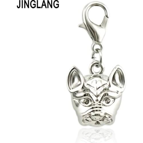 JINGLANG Handcrafted Beautiful Dog Charm Antique Silver Metal Alloy Pendants Findings Fit Jewelry Making 12pcs