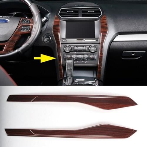 2pcs For Ford Explorer 2016-2018 Peach wood ABS Center Console Side decorate Trim Car Styling
