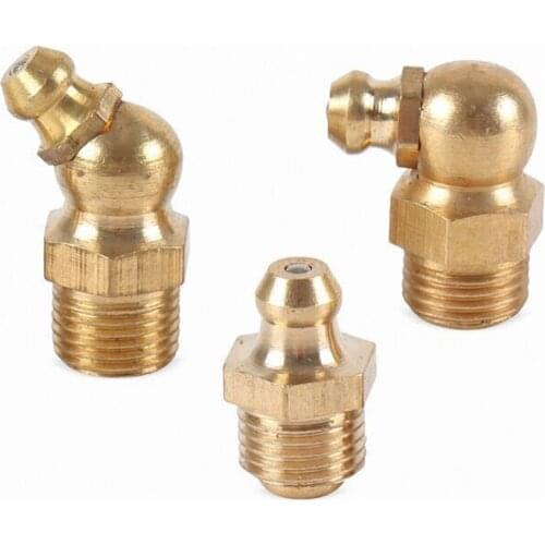 20pcs Copper M6 M8 M10 Male Thread Steel Straight 45 Degree 90 Degree Oil Zerk Grease Nipples Fittings for Grease Gun Nozzles