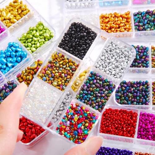 6 Grids/Box Small Round Stone Filling For DIY Nail Art Decoration Epoxy Resin Mold Jewelry Making Filler Irregular Cobblestone