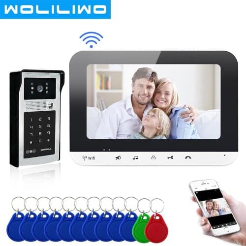 7 Inch WiFi Smart Video Door Phone Intercom System with AHD Wired Doorbell Camera Home Security Record Remote Unlock For Villa