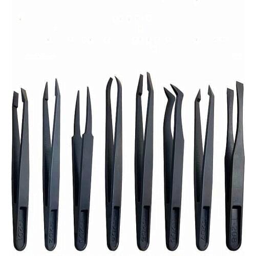 8Pcs Tweezers Jewelry Tool Set Plastic Anti-static Pliers Diy For Jewelry Making Uv Resin Epoxy Mold Crafts Tools Accessories