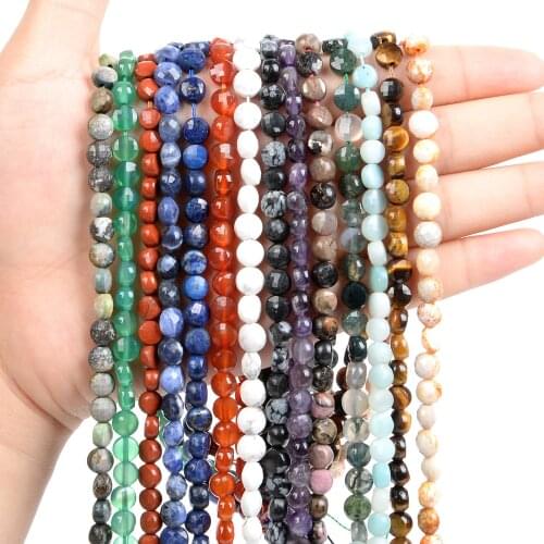 Aquamarine Turquoise Agate Natural Stone Beads Round Loose Beads For Jewelry Making DIY Bracelets Accessories Beads 6x4MM