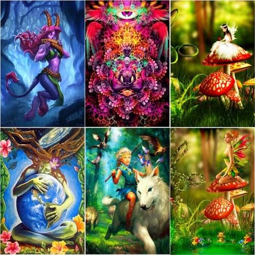 Full square mosaic cuadros 5d diamond painting Flower landscape girl color wolf animal kit set complet embroidery Cross stitch