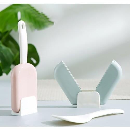 Automatic Opening Rice Spoon Box Closing Cover Self-adhesive Rice Cooker Meal Spoon Storage Holder Home Kitchen Organization