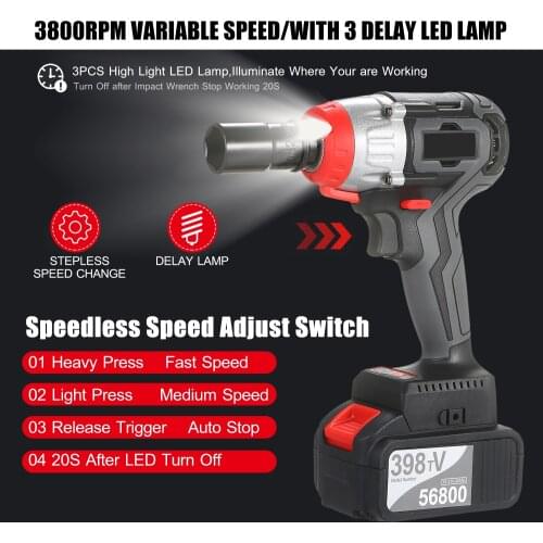 Brushless Cordless Electric Impact Wrench Kit Rechargeable Wrench Power Tools Brushless Drill 980Nm Torque Wrench Electric Tools