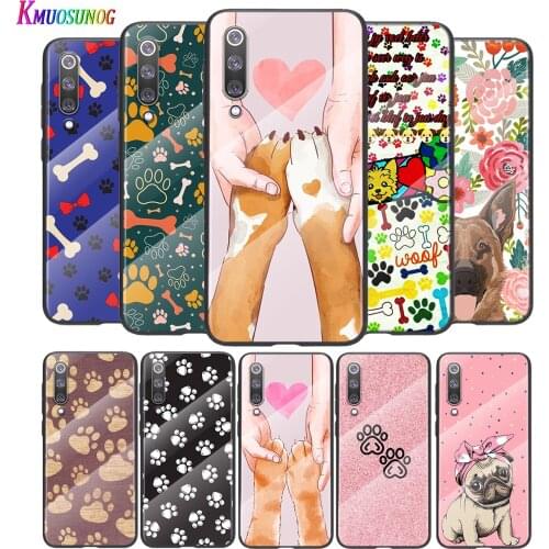 Cute Paw Print Dog For Xiaomi Mi 11 11i 10T CC9E 9T Note 10 Ultra Pro Lite 5G Tempered Glass Cover Shell Phone Case