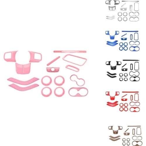 For Jeep Wrangler JK 2011-2017 Door Handle Cup Cover Steering Wheel Center Console Interior Trim Kit 16Pcs