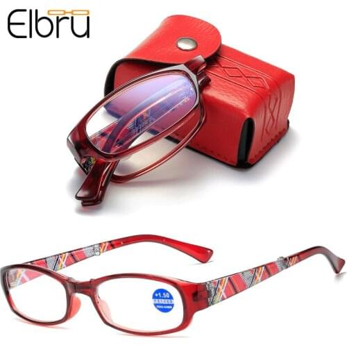 Elbru Foldable Anti-blue Light Reading Glasses HD Presbyopic Hyperopia Eyeglasses Portable Gift For Parents With Box +1.0 +4.0